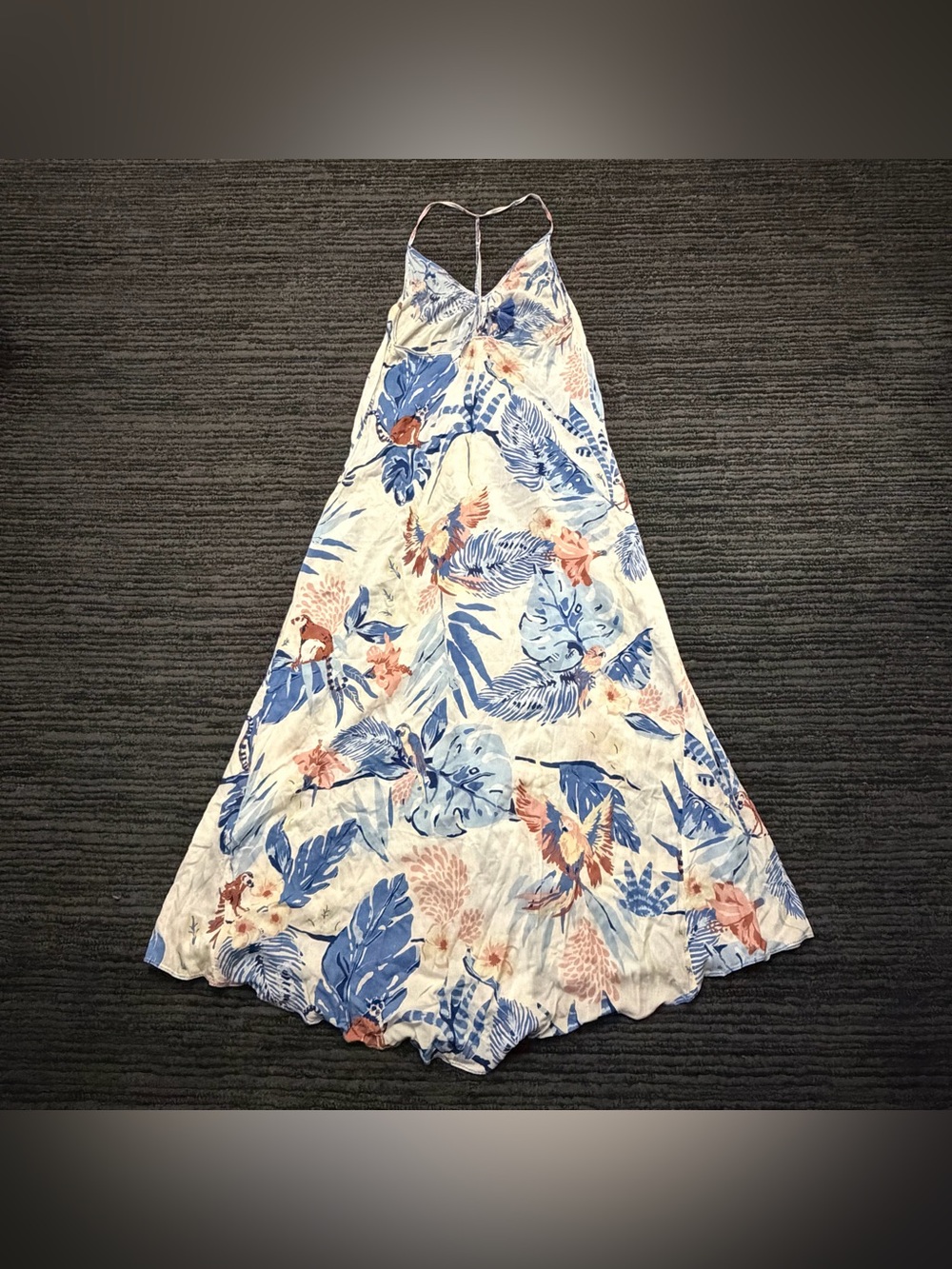 Poupette St. Barth Felicia Jungle Bird Print Sleeveless Halter V Neck Maxi Dress - Picture 2 of 4